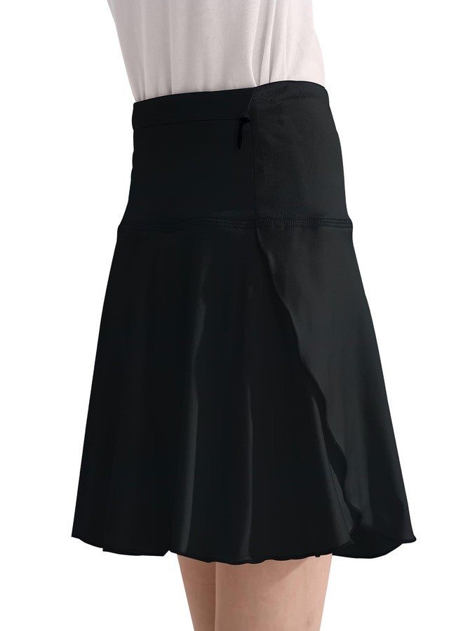 OEBLD Girls Athletic Skort High Waist Tennis Skirts with Shorts Butterfly Ruffle School Skirts with Pockets Black - Image 2